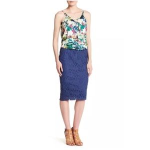 Bobeau Floral Lace Pencil Skirt Size XL